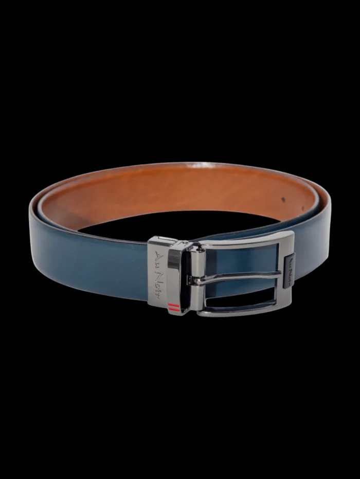 Au Noir Shelby Leather Belt – Gunmetal Buckle, Black - Image 1